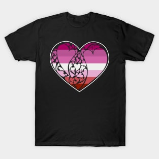 Lipstick Lesbian Pride Flag LGBT+ Heart T-Shirt
